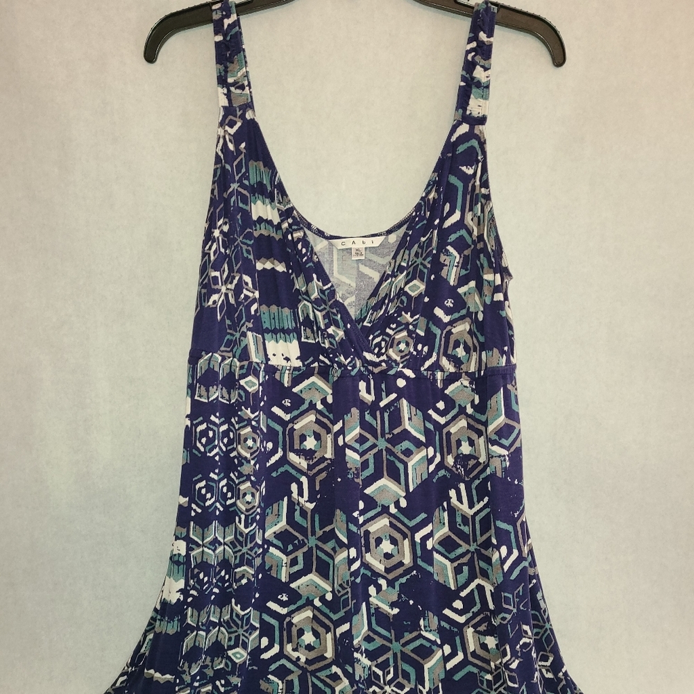 Cabi Blue and Grey V Neck Tunic Swimsuit Cover Up